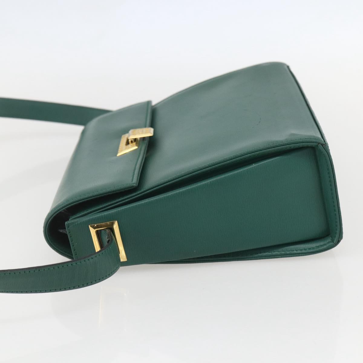 Christian Dior Shoulder Bag Leather Green Gold Auth 159257A