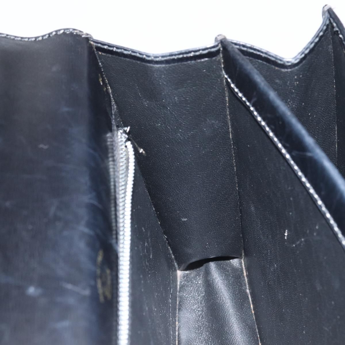 GUCCI Hand Bag Leather Black Gold Auth 159265