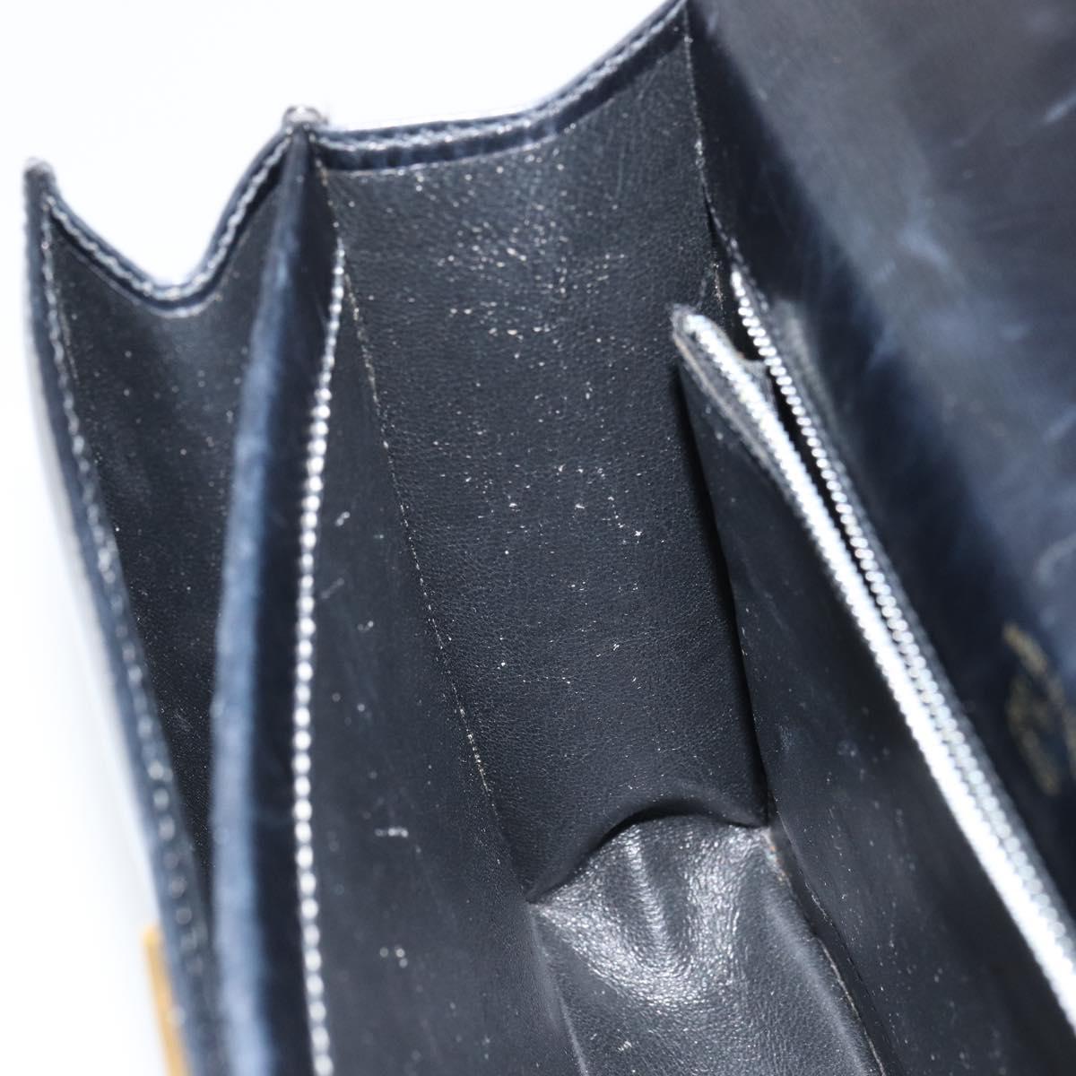 GUCCI Hand Bag Leather Black Gold Auth 159265