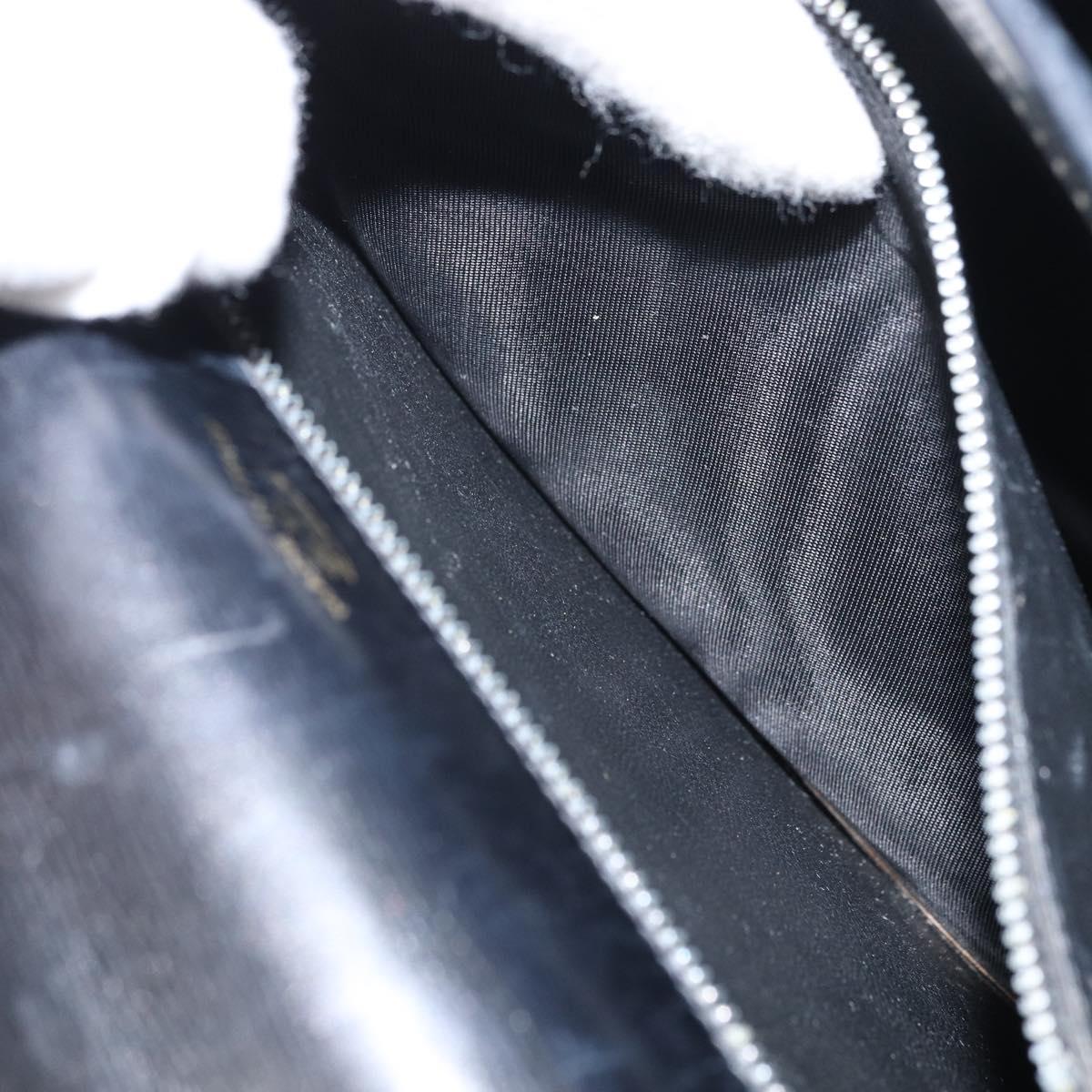GUCCI Hand Bag Leather Black Gold Auth 159265