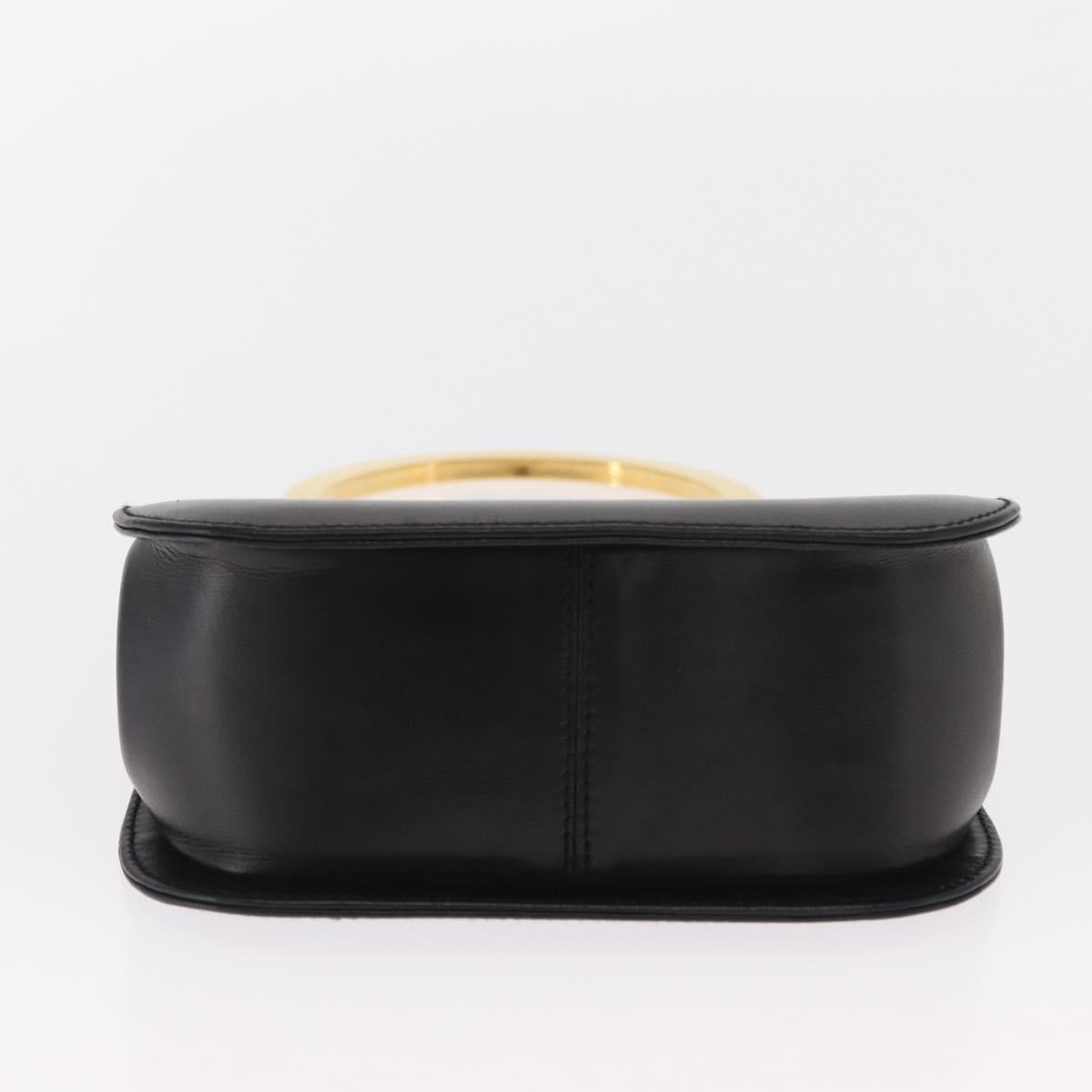 Salvatore Ferragamo Gancini Hand Bag Leather Black Gold Auth 159266V
