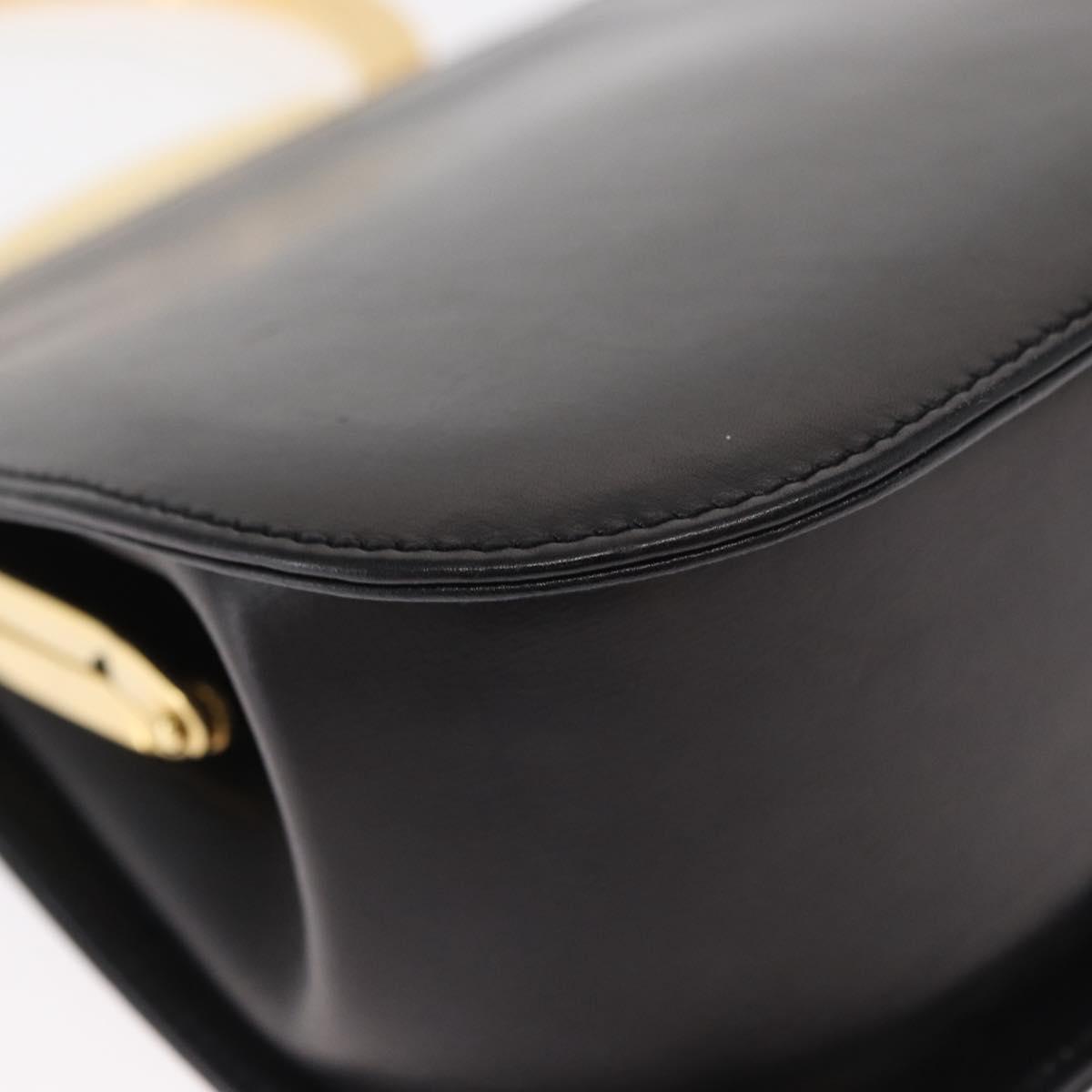 Salvatore Ferragamo Gancini Hand Bag Leather Black Gold Auth 159266V