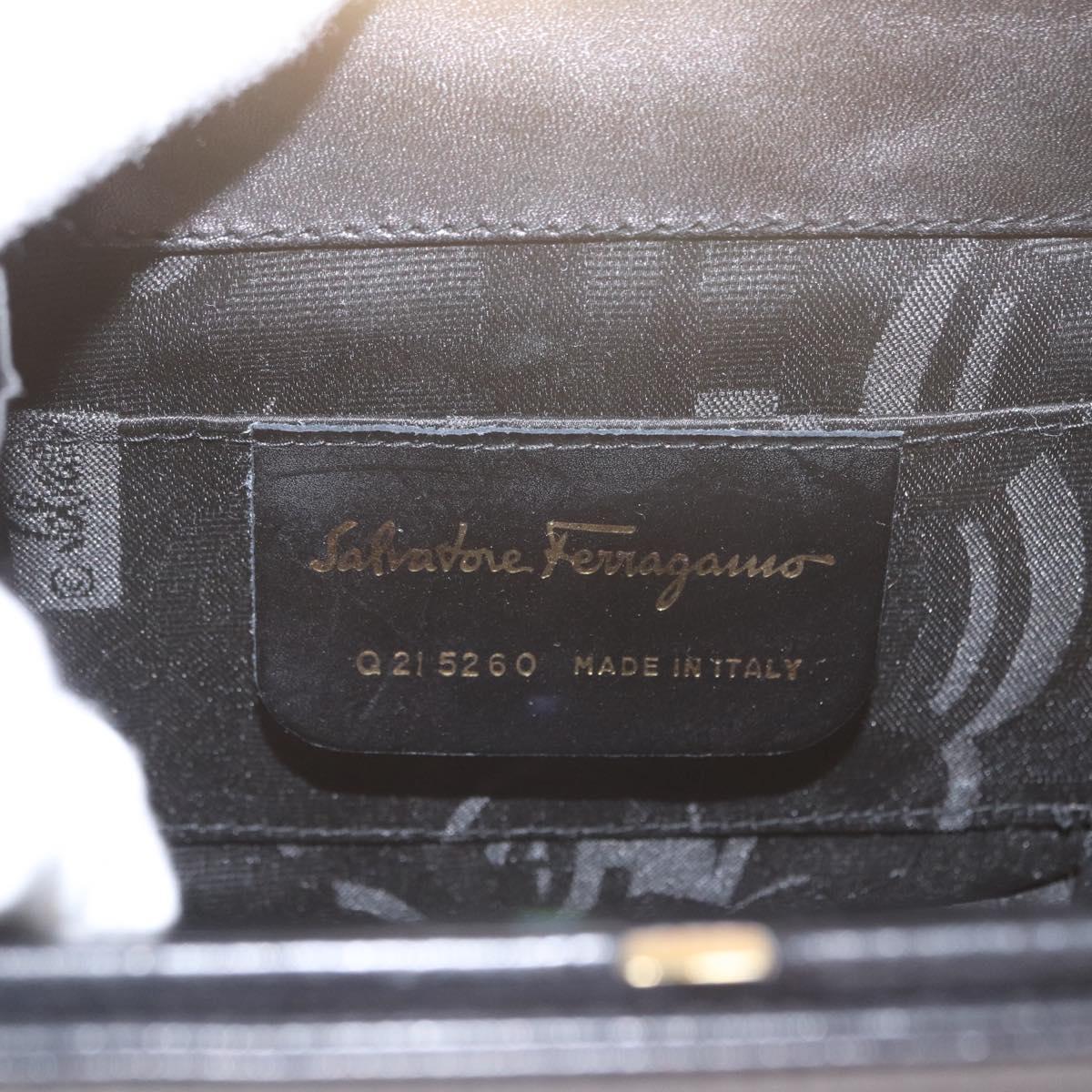 Salvatore Ferragamo Gancini Hand Bag Leather Black Gold Auth 159266V