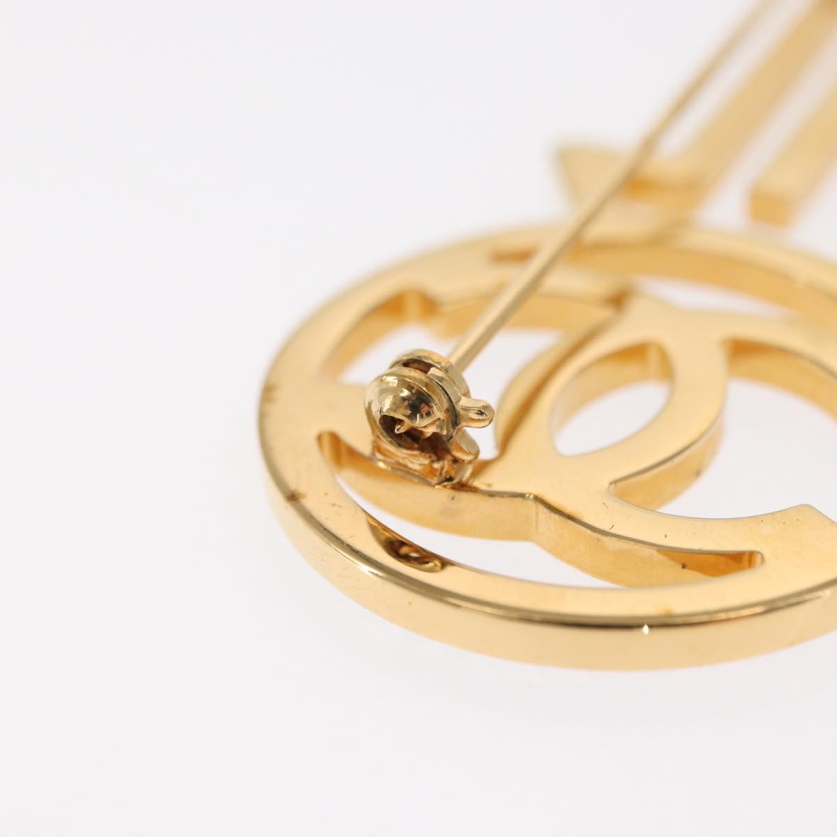 CHANEL Brooch metal Gold Tone CC Auth 159267V