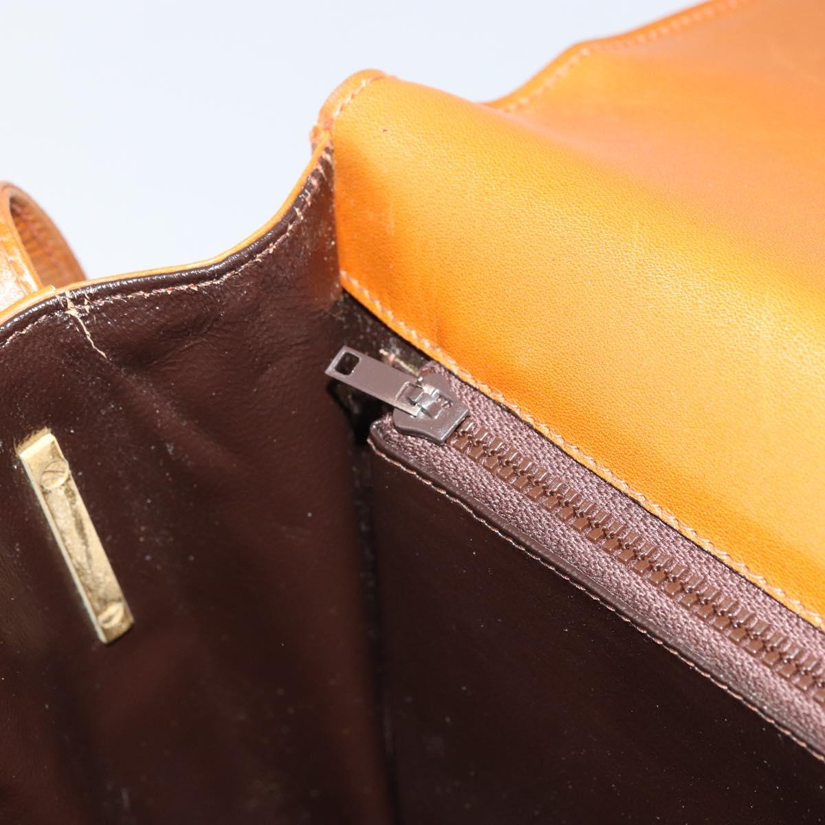 GUCCI Web Sherry Line Horsebit Shoulder Bag Leather Brown Gold Red Auth 159268
