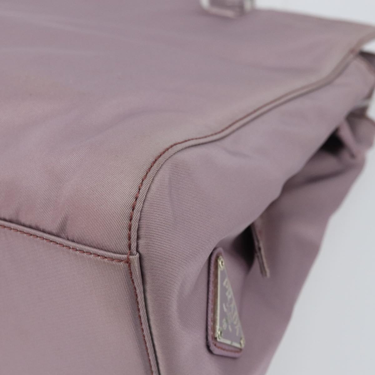 PRADA Hand Bag Nylon Lavende Silver Auth 159273