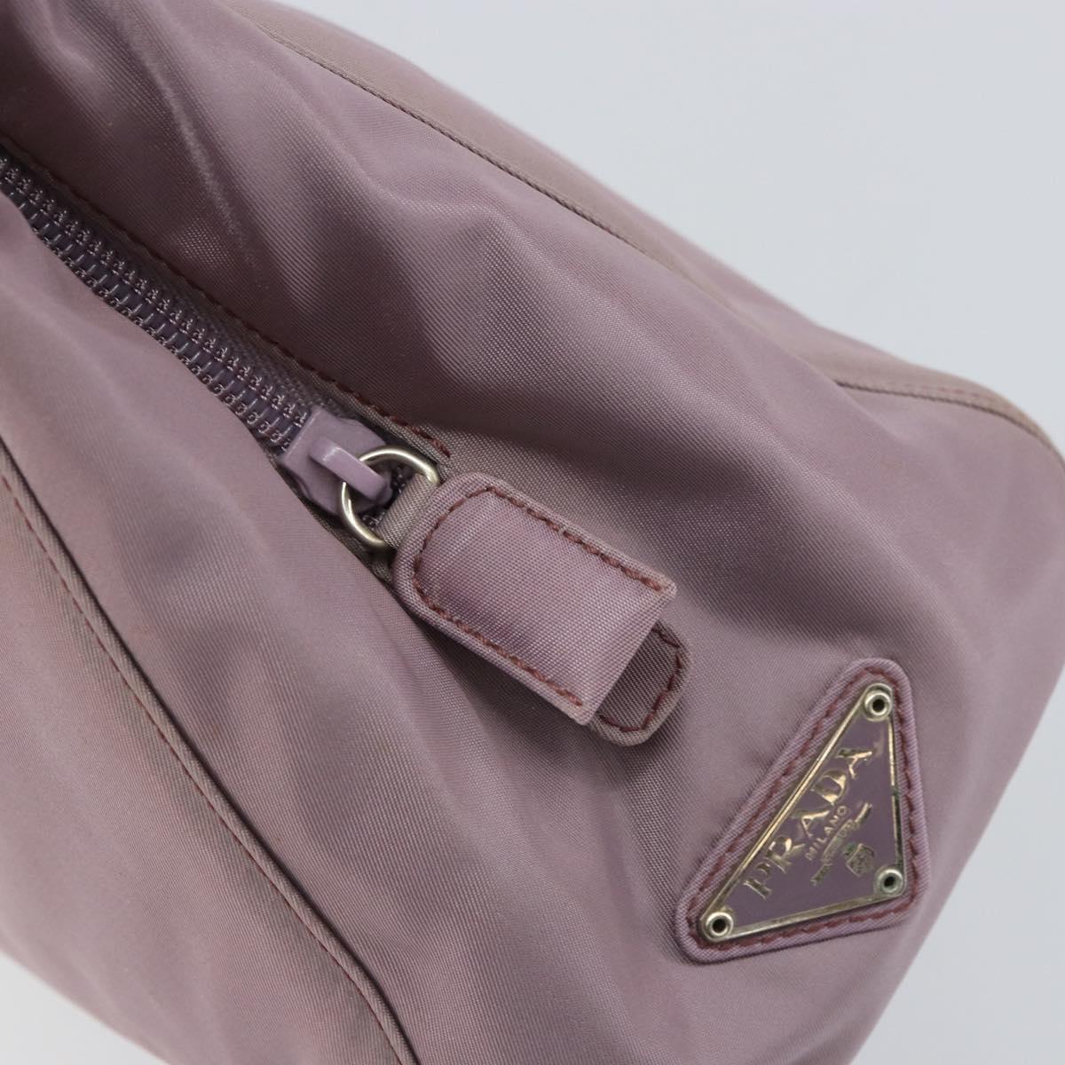 PRADA Hand Bag Nylon Lavende Silver Auth 159273