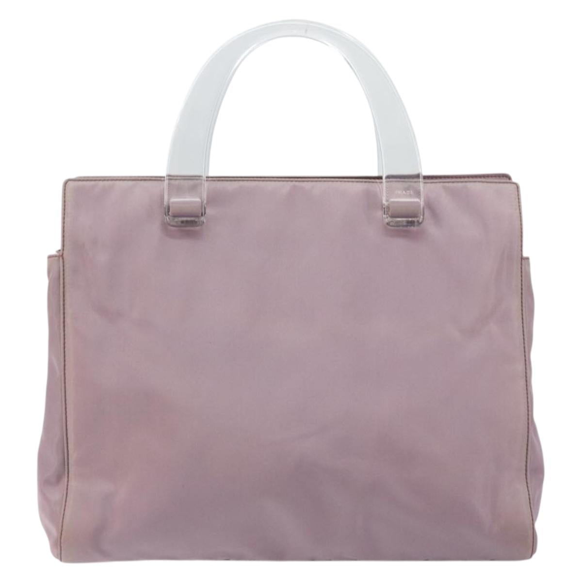 PRADA Hand Bag Nylon Lavende Silver Auth 159273