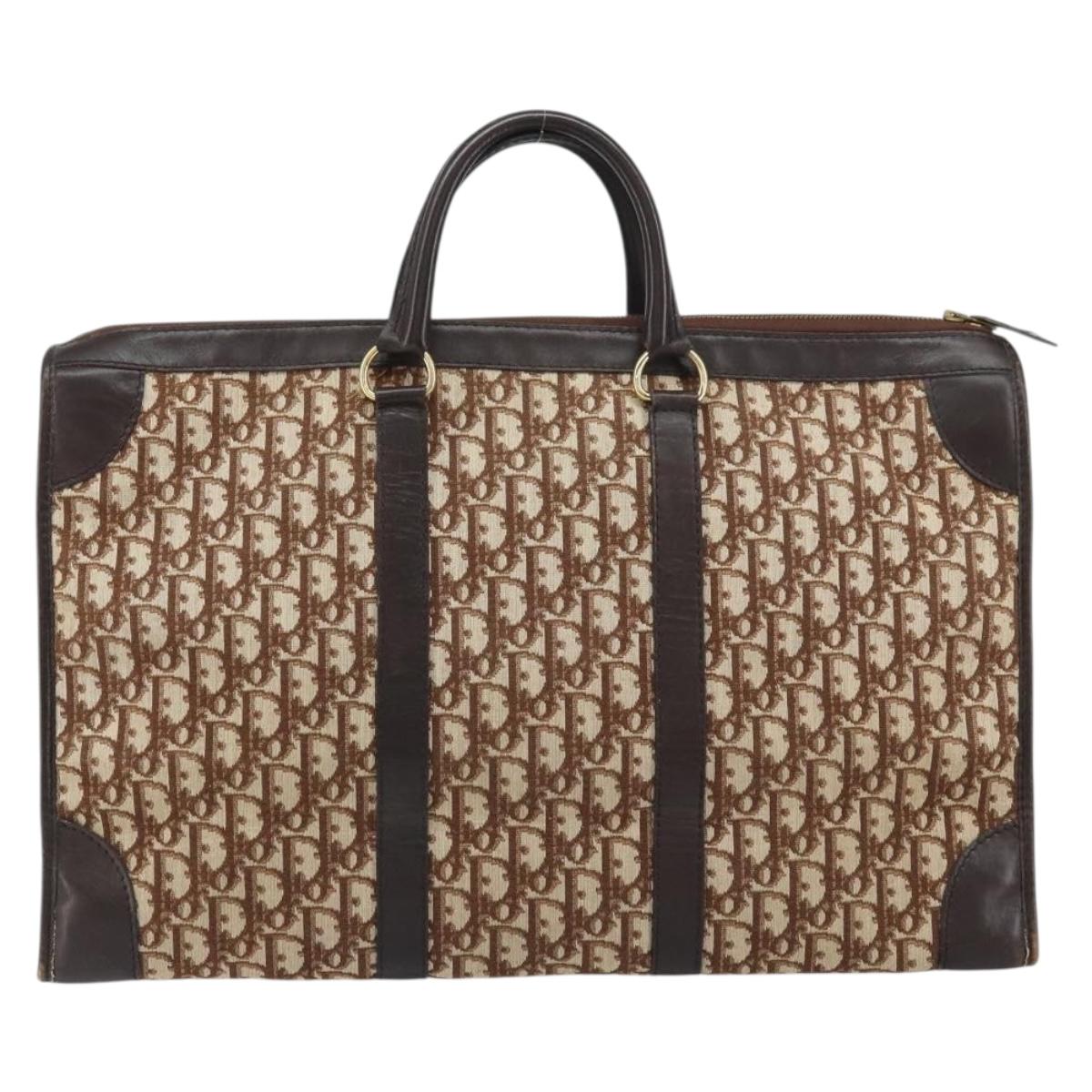 Christian Dior Trotter Canvas Hand Bag Beige Gold Auth 159277
