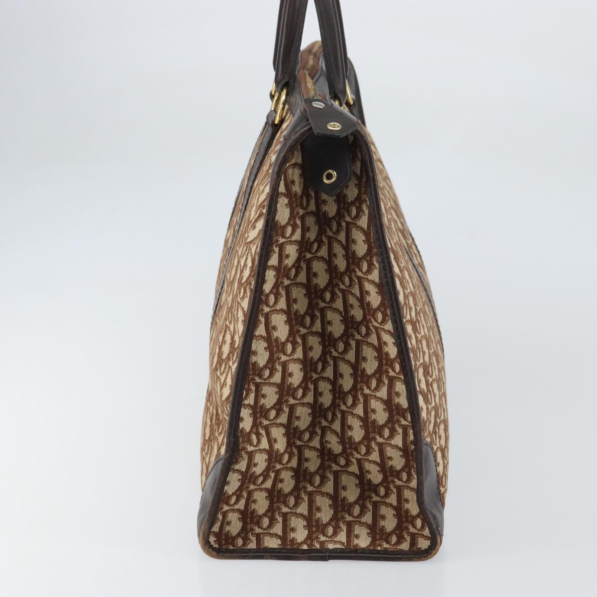 Christian Dior Trotter Canvas Hand Bag Beige Gold Auth 159277