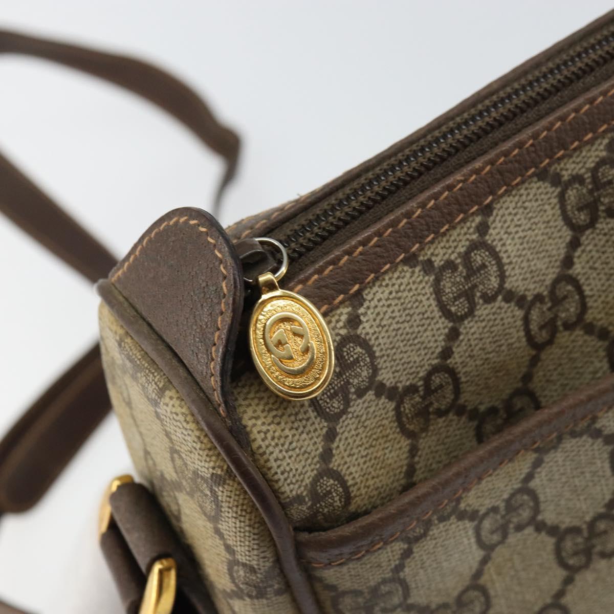 GUCCI GG Supreme Web Sherry Line Bag PVC Beige Gold 89 02 077 Auth 159285