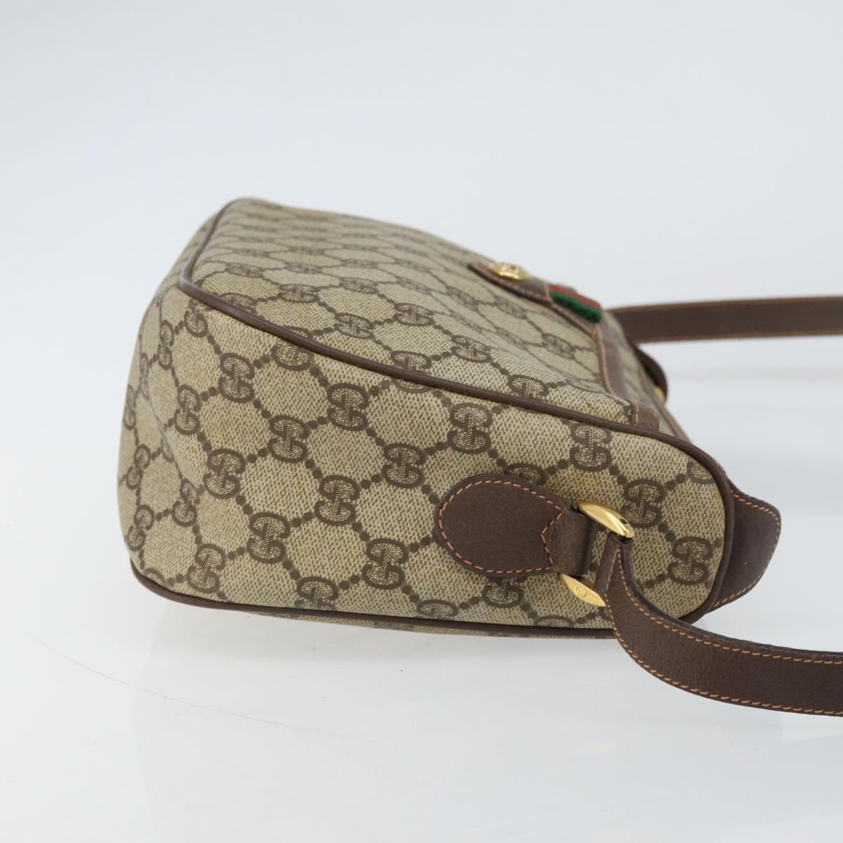 GUCCI GG Supreme Web Sherry Line Bag PVC Beige Gold 89 02 077 Auth 159285