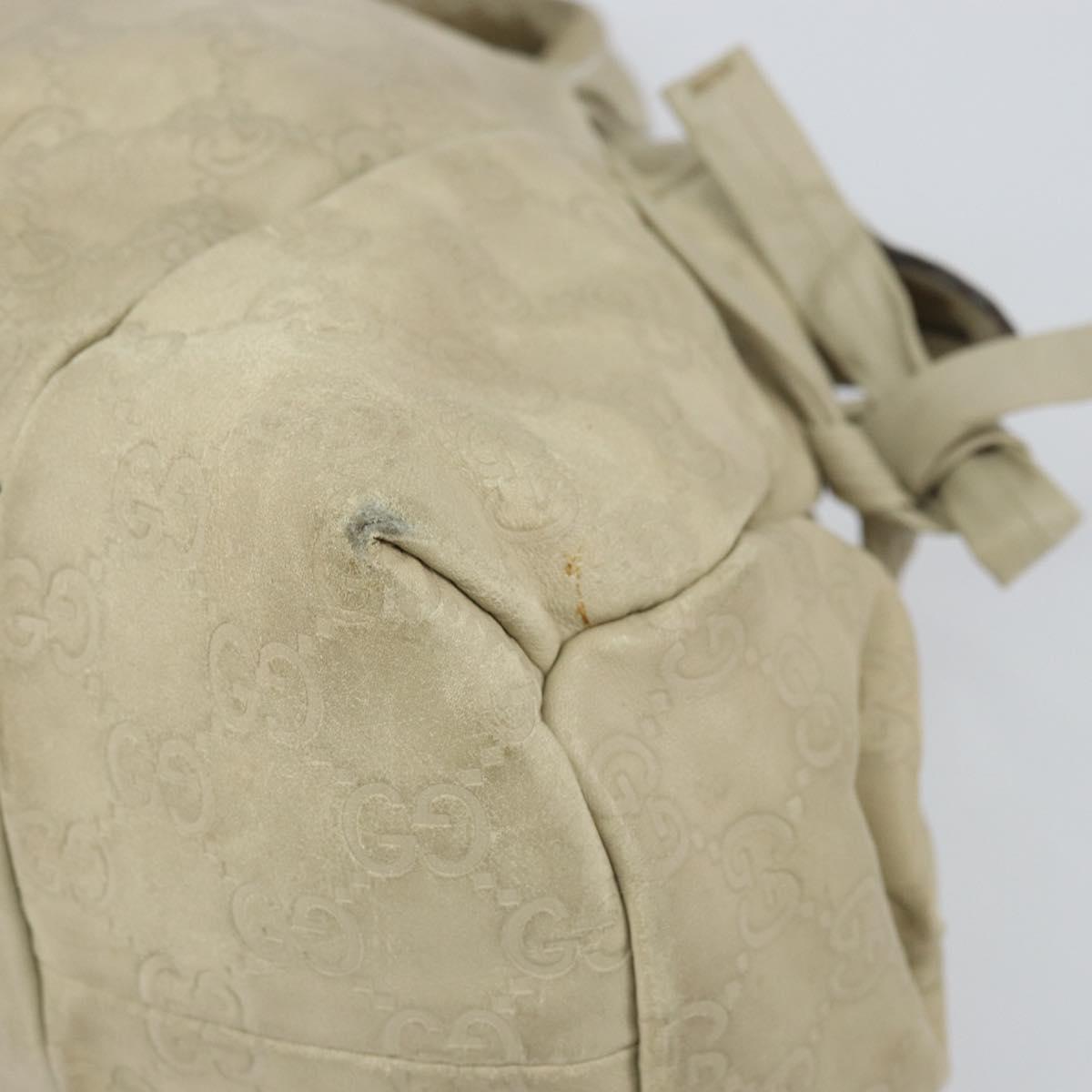 GUCCI GG Canvas Guccissima Histeria Bag Leather Ivory Gold 197020 Auth 159286
