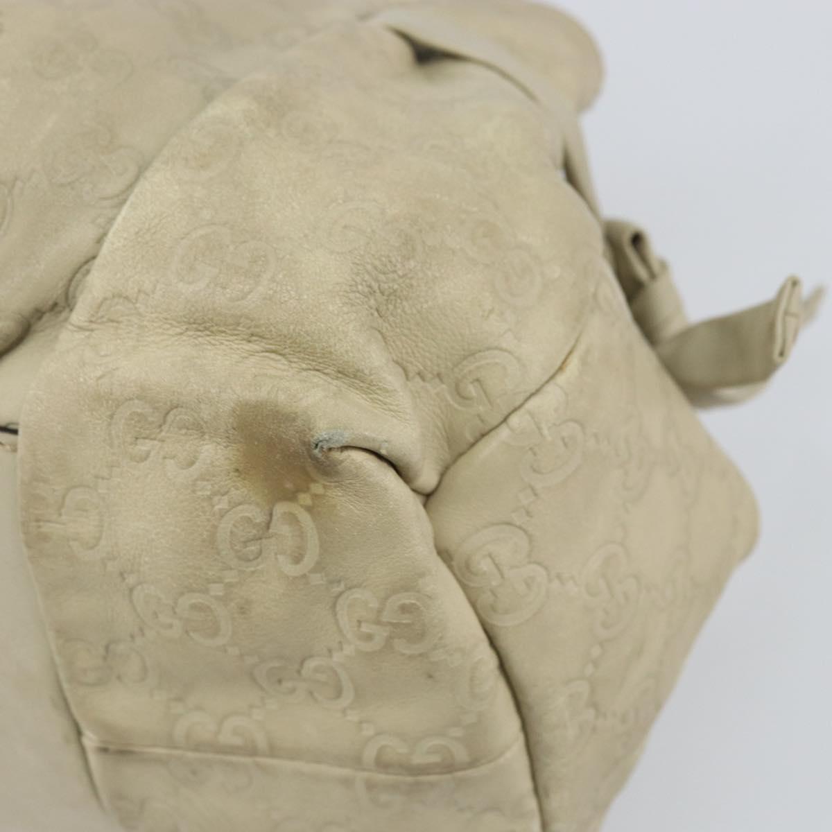 GUCCI GG Canvas Guccissima Histeria Bag Leather Ivory Gold 197020 Auth 159286