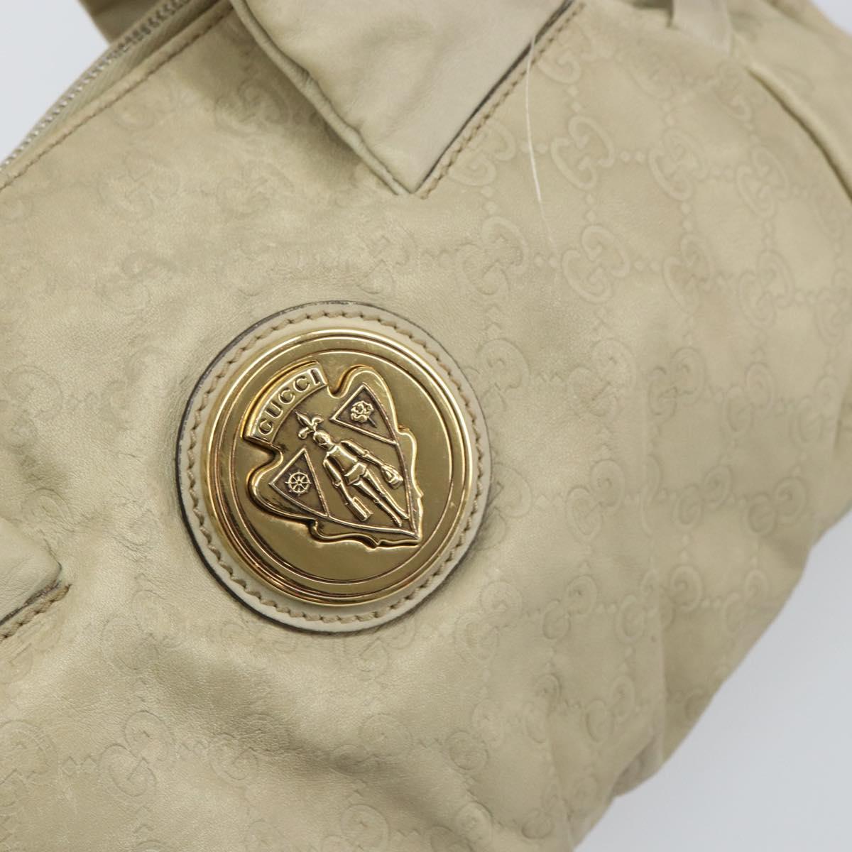 GUCCI GG Canvas Guccissima Histeria Bag Leather Ivory Gold 197020 Auth 159286