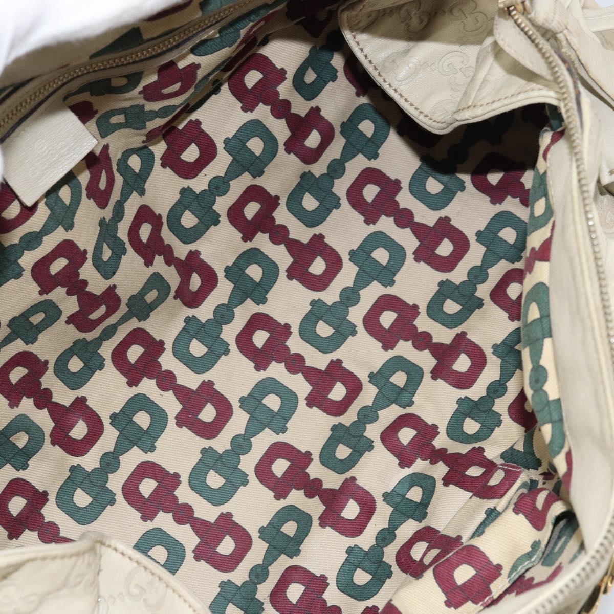 GUCCI GG Canvas Guccissima Histeria Bag Leather Ivory Gold 197020 Auth 159286