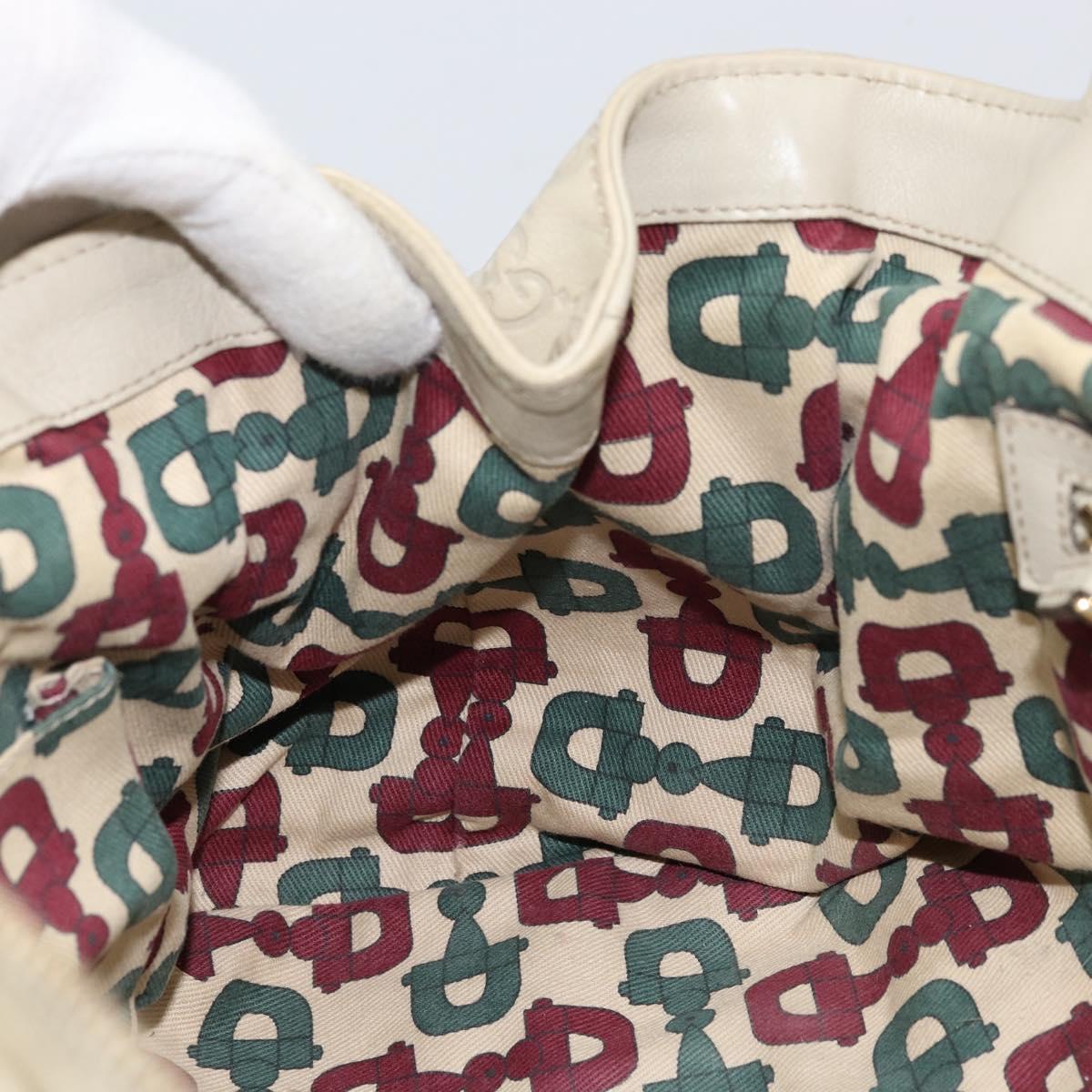 GUCCI GG Canvas Guccissima Histeria Bag Leather Ivory Gold 197020 Auth 159286