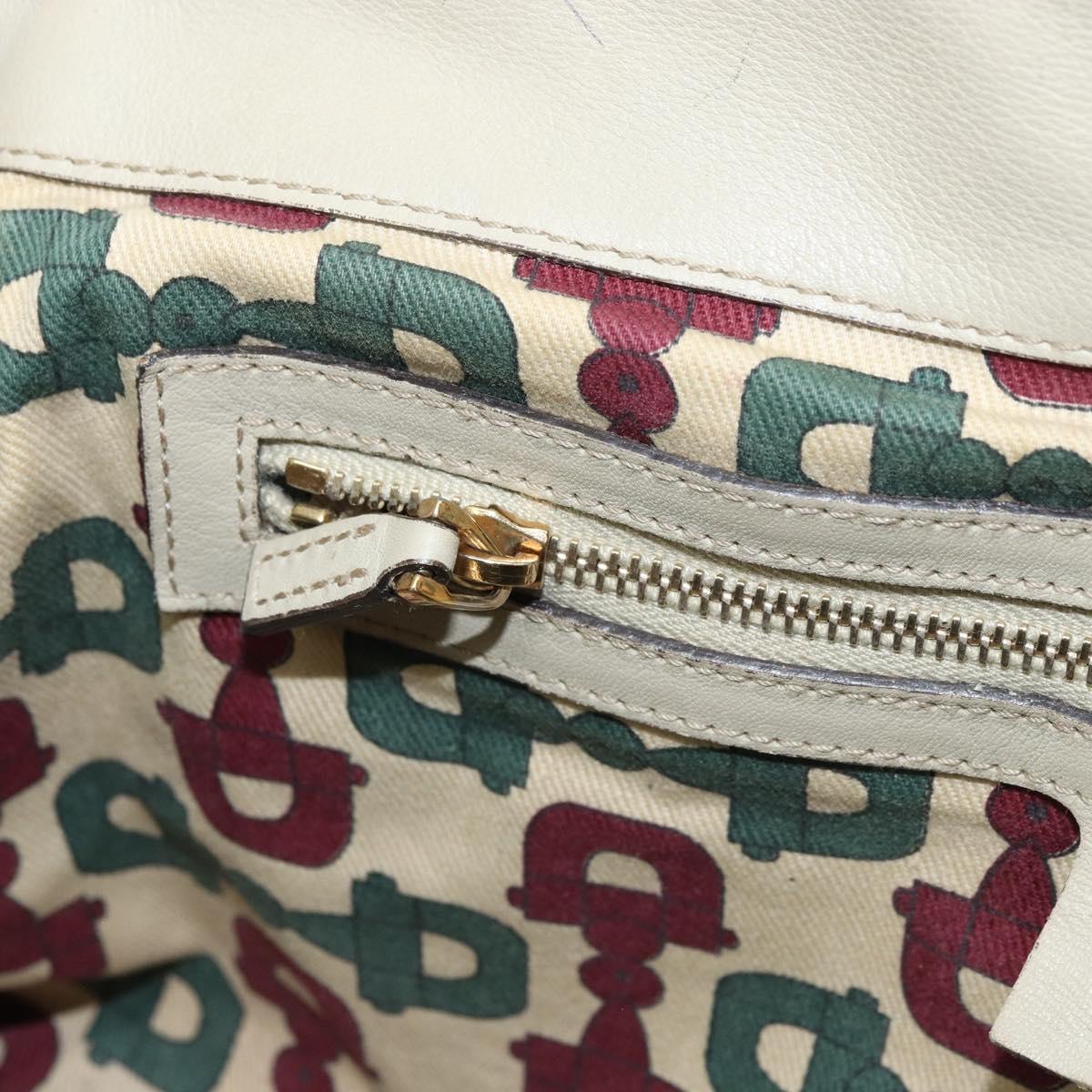 GUCCI GG Canvas Guccissima Histeria Bag Leather Ivory Gold 197020 Auth 159286