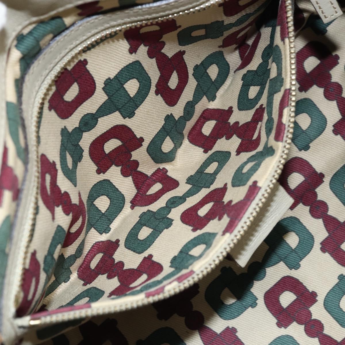GUCCI GG Canvas Guccissima Histeria Bag Leather Ivory Gold 197020 Auth 159286