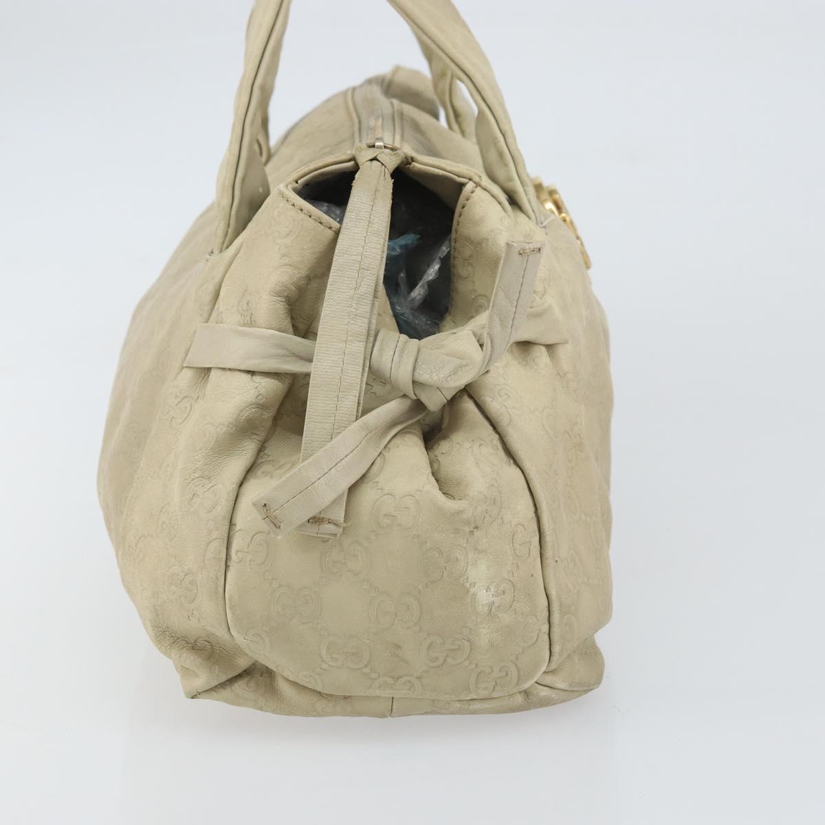 GUCCI GG Canvas Guccissima Histeria Bag Leather Ivory Gold 197020 Auth 159286