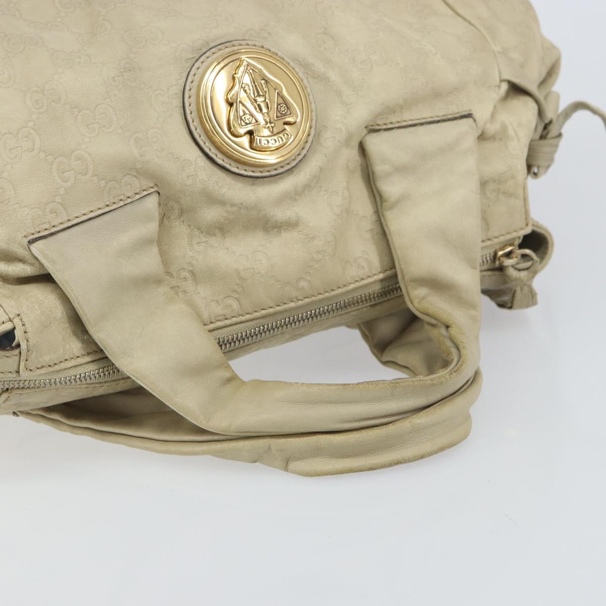 GUCCI GG Canvas Guccissima Histeria Bag Leather Ivory Gold 197020 Auth 159286
