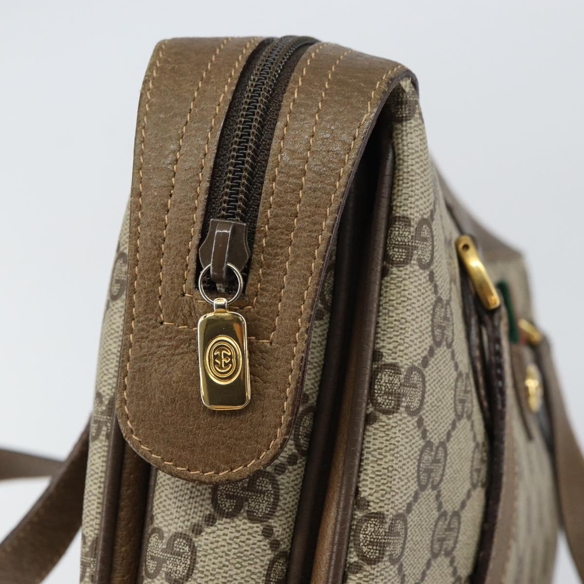 GUCCI GG Supreme Web Sherry Line Hand Bag PVC Beige Gold 41 02 079 Auth 159288