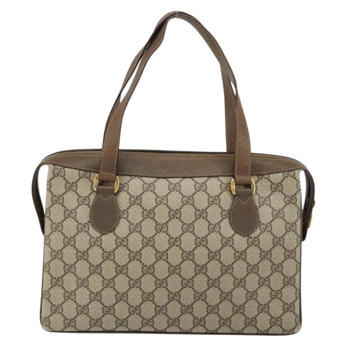 GUCCI GG Supreme Web Sherry Line Hand Bag PVC Beige Gold 41 02 079 Auth 159288