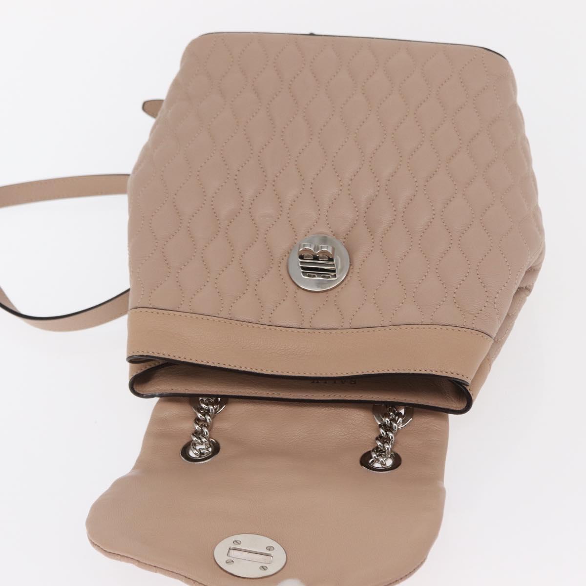 BALLY Backpack Leather Pink Silver Auth 159289