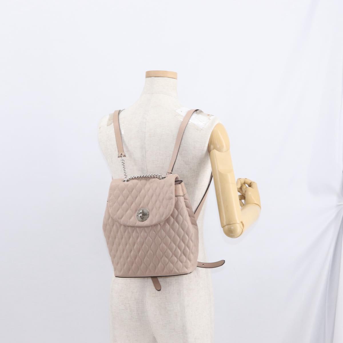 BALLY Backpack Leather Pink Silver Auth 159289