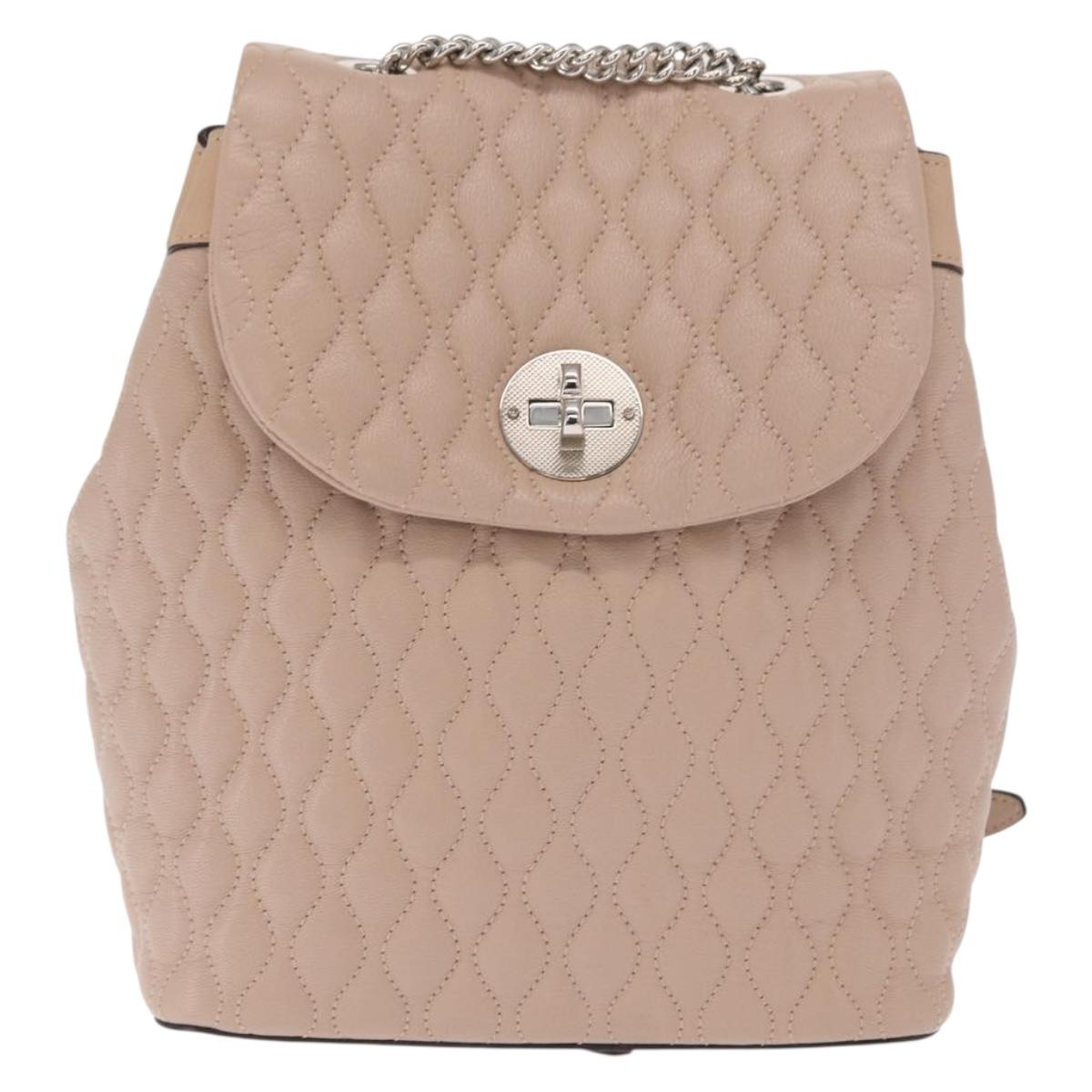 BALLY Backpack Leather Pink Silver Auth 159289