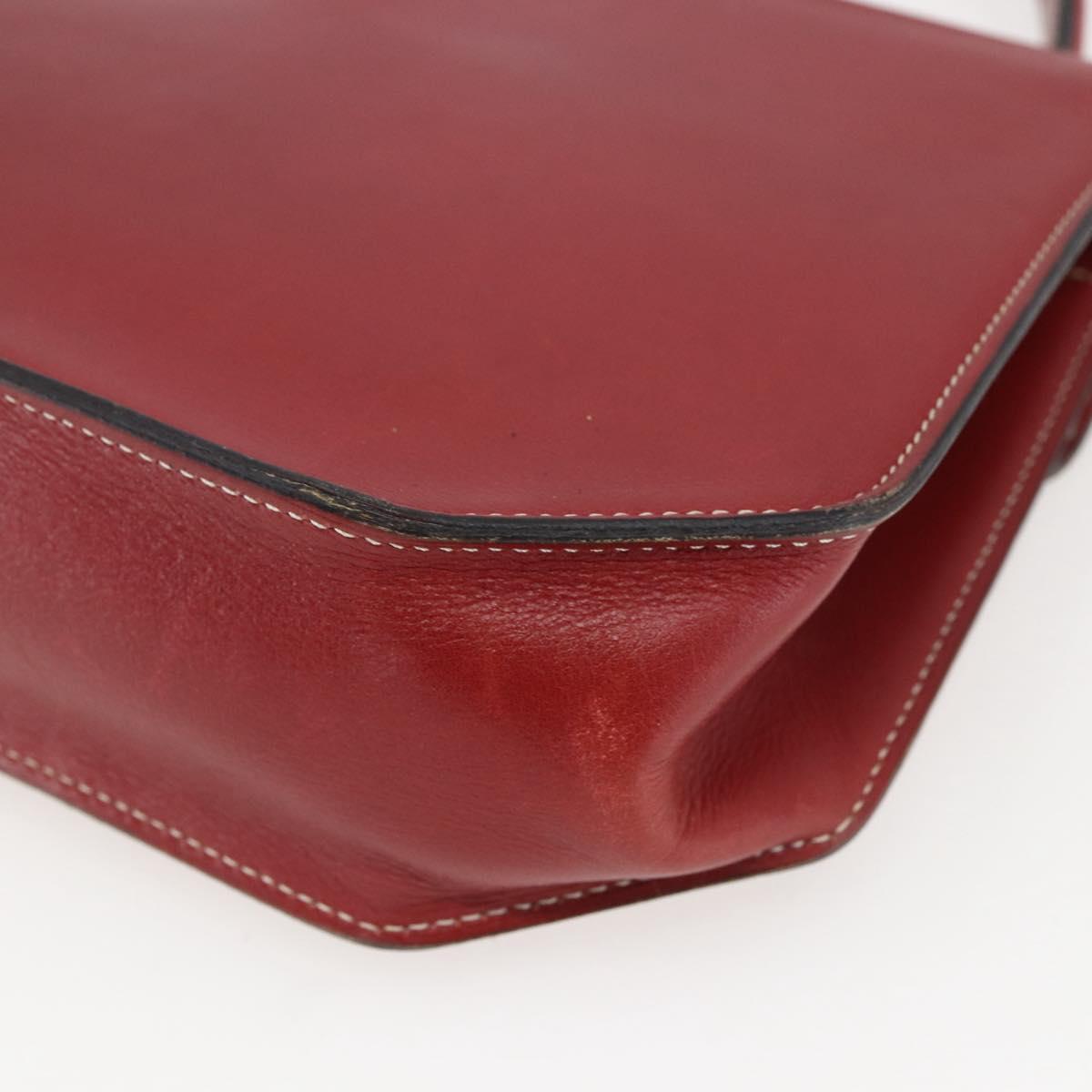 Christian Dior Hand Bag Leather 2way Red Gold Auth 159290