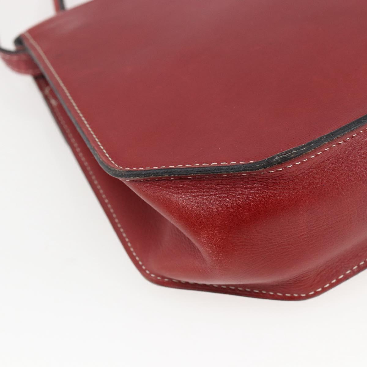 Christian Dior Hand Bag Leather 2way Red Gold Auth 159290