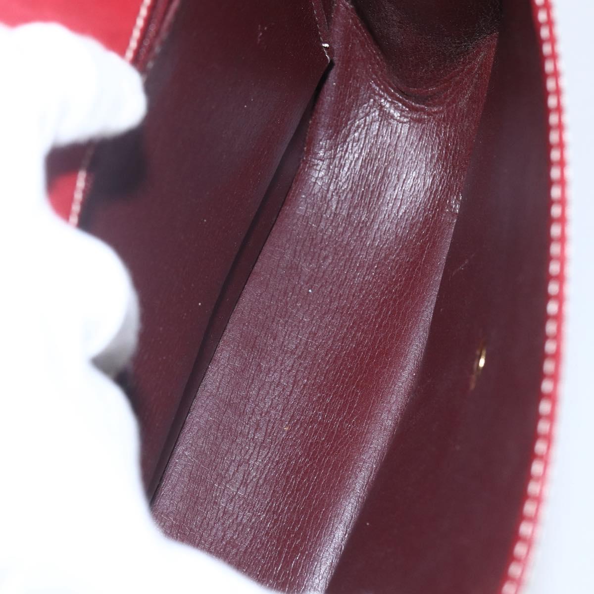 Christian Dior Hand Bag Leather 2way Red Gold Auth 159290