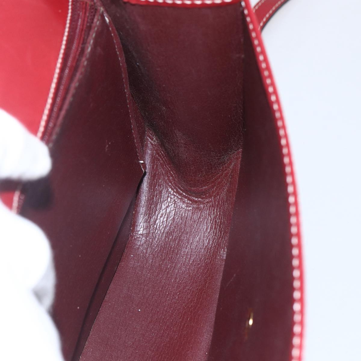 Christian Dior Hand Bag Leather 2way Red Gold Auth 159290