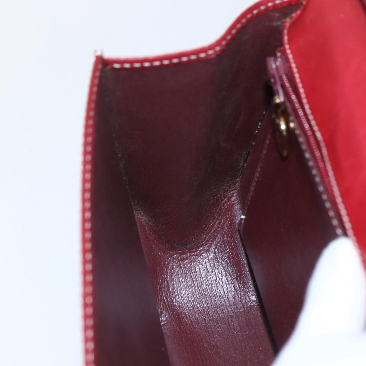 Christian Dior Hand Bag Leather 2way Red Gold Auth 159290