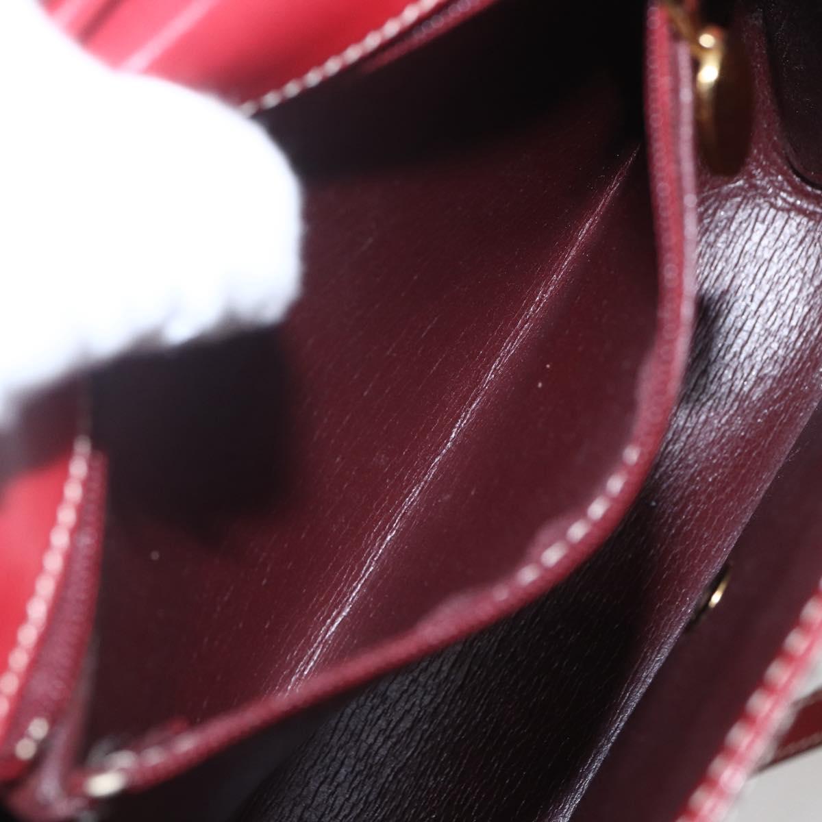 Christian Dior Hand Bag Leather 2way Red Gold Auth 159290