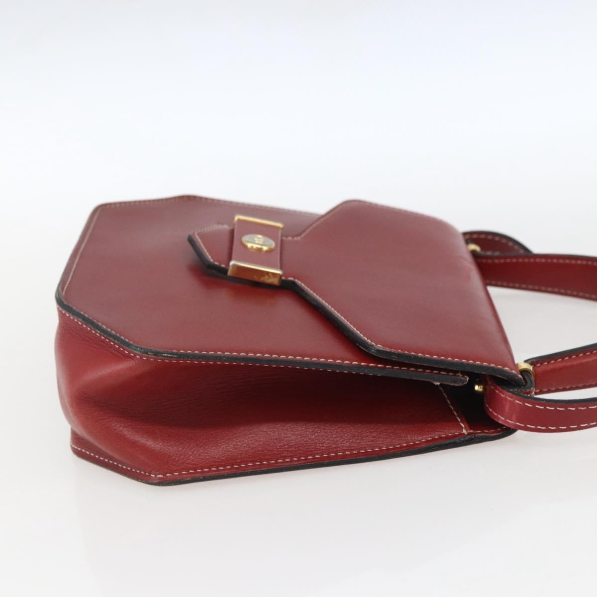 Christian Dior Hand Bag Leather 2way Red Gold Auth 159290
