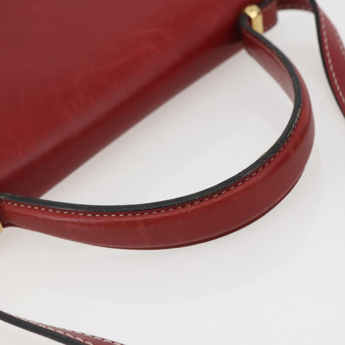 Christian Dior Hand Bag Leather 2way Red Gold Auth 159290