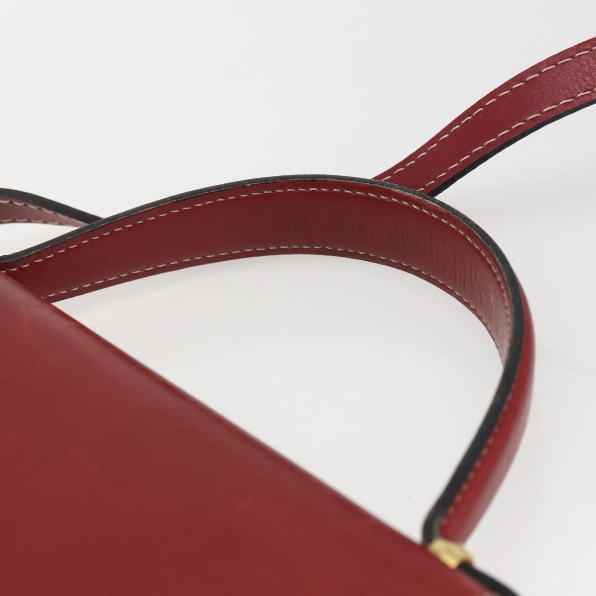 Christian Dior Hand Bag Leather 2way Red Gold Auth 159290