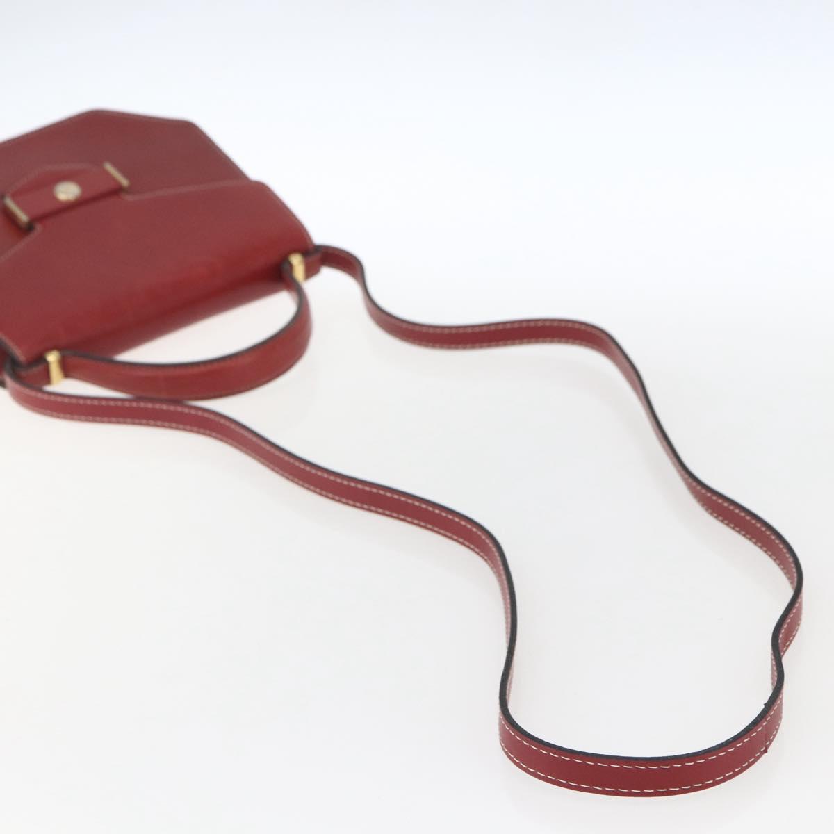 Christian Dior Hand Bag Leather 2way Red Gold Auth 159290