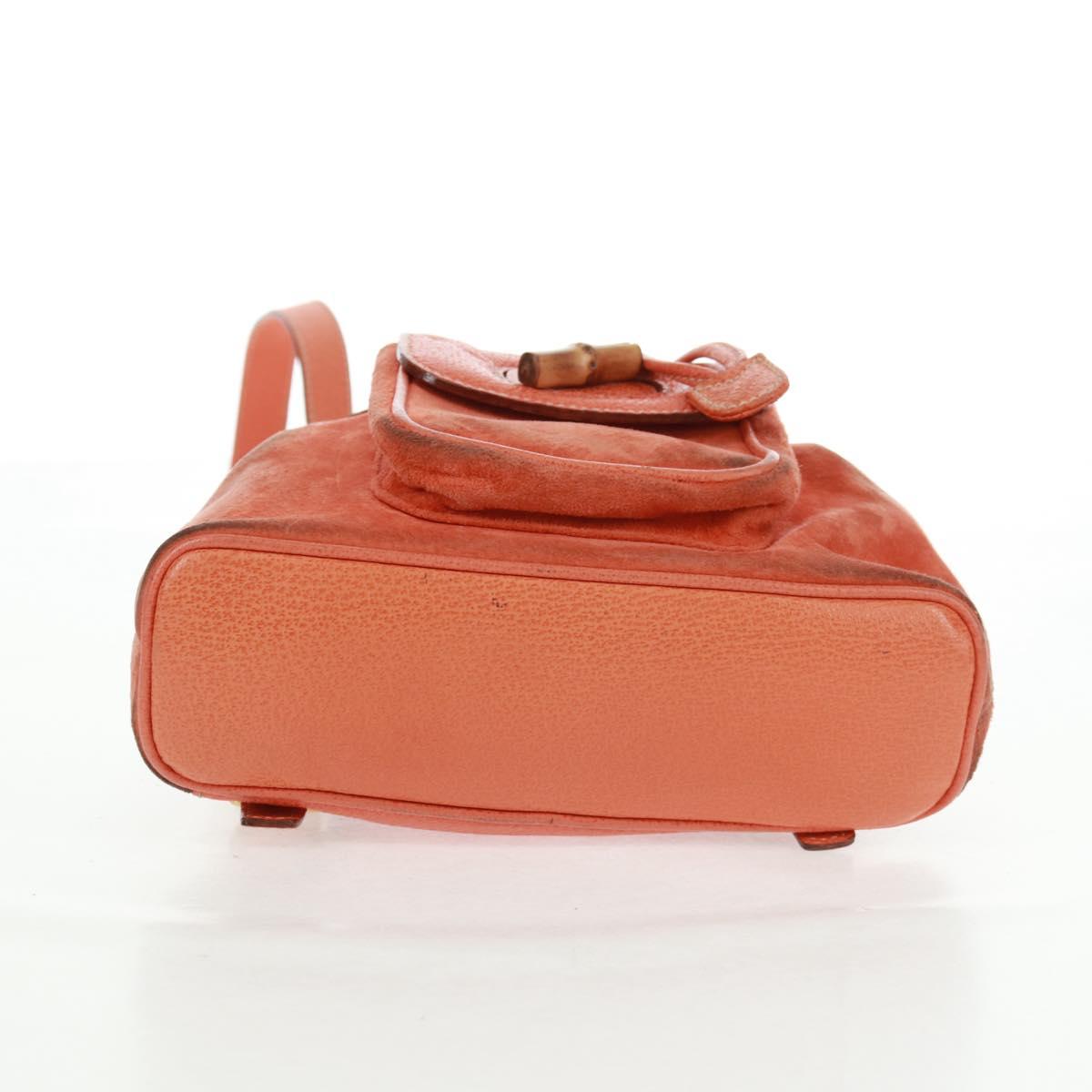GUCCI Bamboo Backpack Suede Orange Gold 003 58 0030 Auth 159296