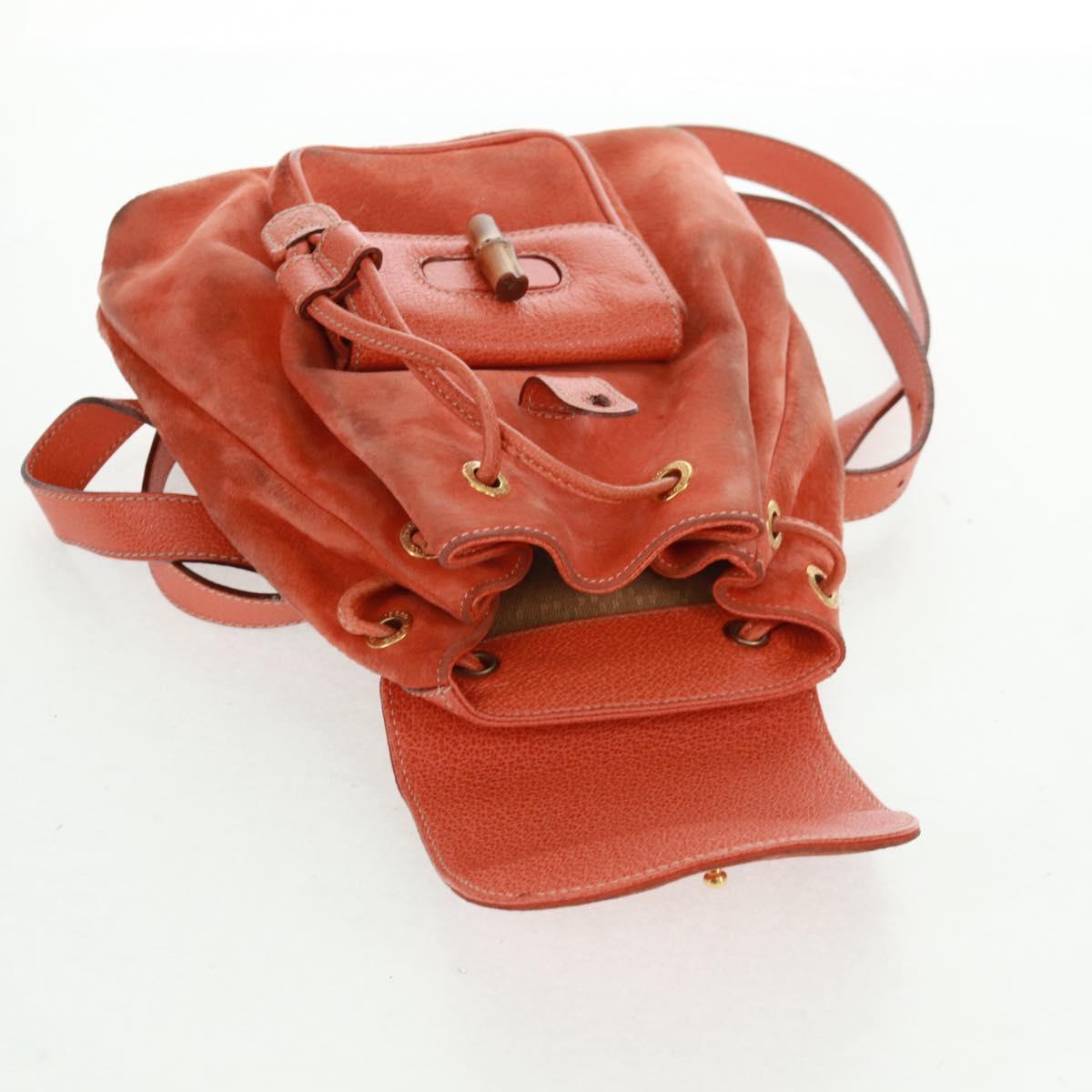 GUCCI Bamboo Backpack Suede Orange Gold 003 58 0030 Auth 159296