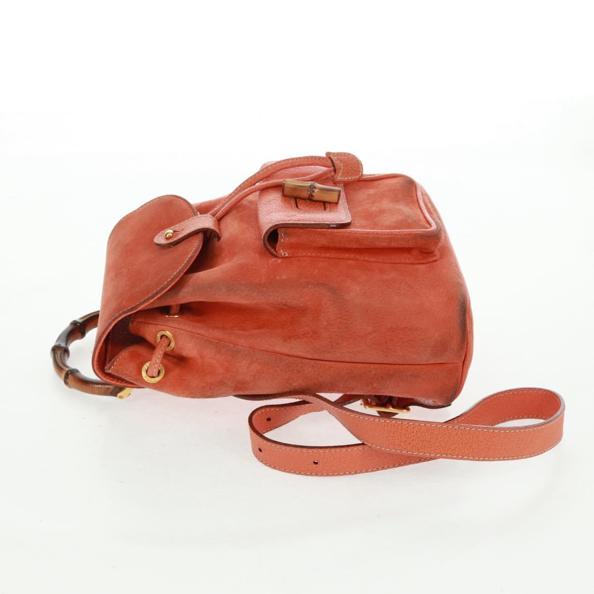GUCCI Bamboo Backpack Suede Orange Gold 003 58 0030 Auth 159296