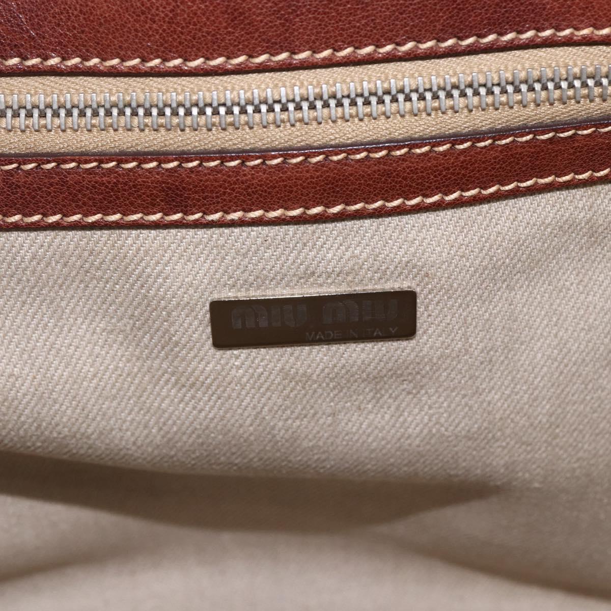 Miu Miu Hand Bag Raffia Beige Silver Auth 159300V