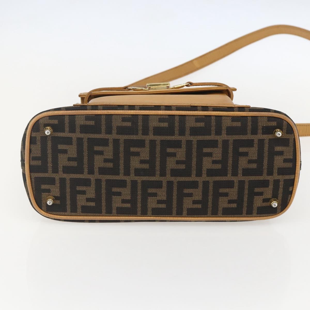 FENDI Zucca Canvas Hand Bag 2way Black Brown Auth 159305A