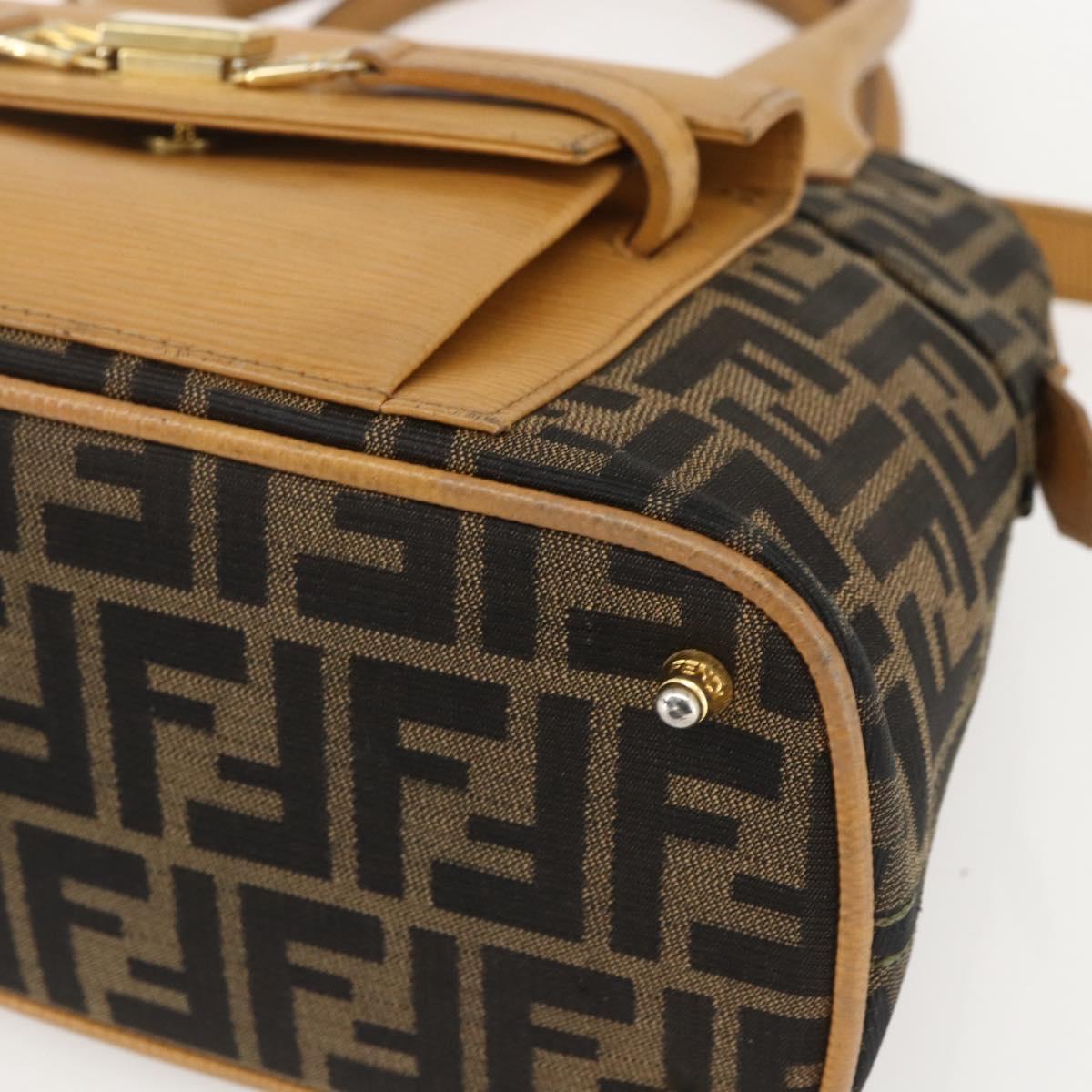 FENDI Zucca Canvas Hand Bag 2way Black Brown Auth 159305A