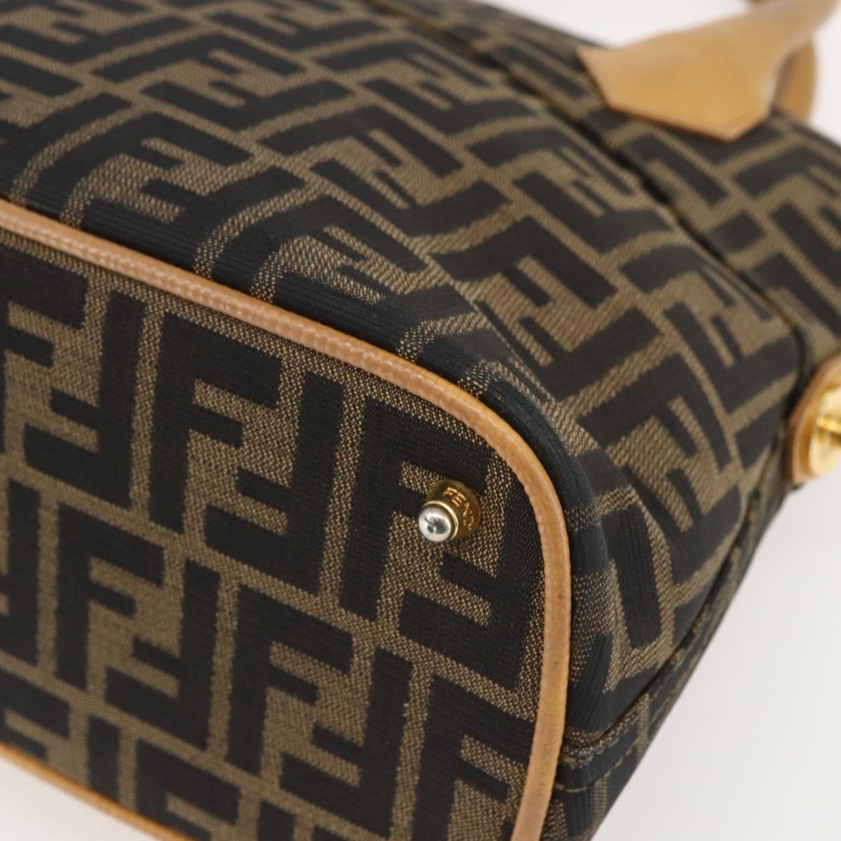 FENDI Zucca Canvas Hand Bag 2way Black Brown Auth 159305A