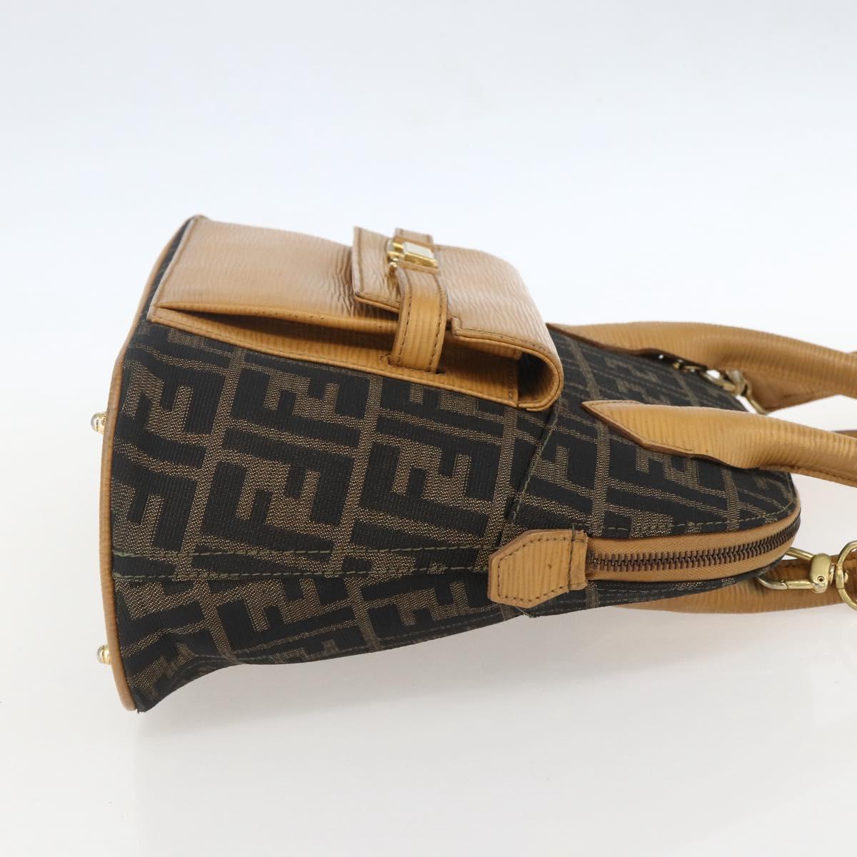 FENDI Zucca Canvas Hand Bag 2way Black Brown Auth 159305A