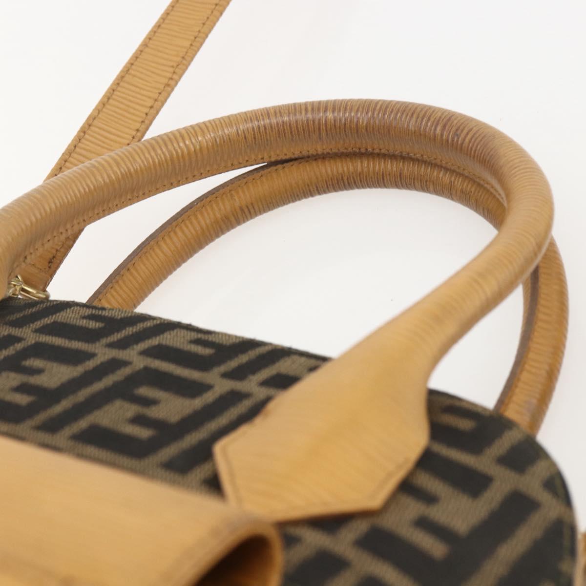 FENDI Zucca Canvas Hand Bag 2way Black Brown Auth 159305A