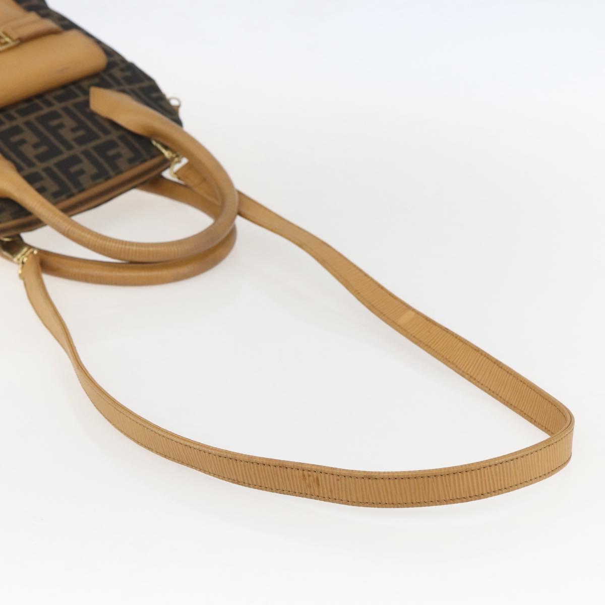 FENDI Zucca Canvas Hand Bag 2way Black Brown Auth 159305A